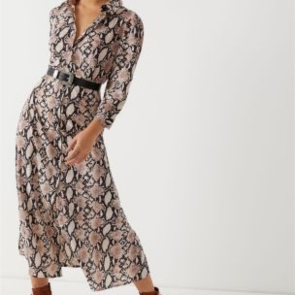 Evangeline Dresses & Skirts - Snake Print Button Front Midi Dress Duster Large